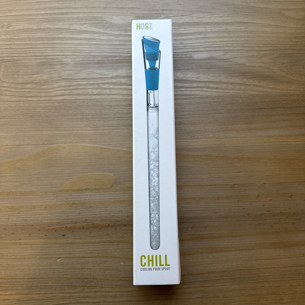 Host Chill Cooling Wine Pour Spout Blue Glass Reusable Ice Rod NIB